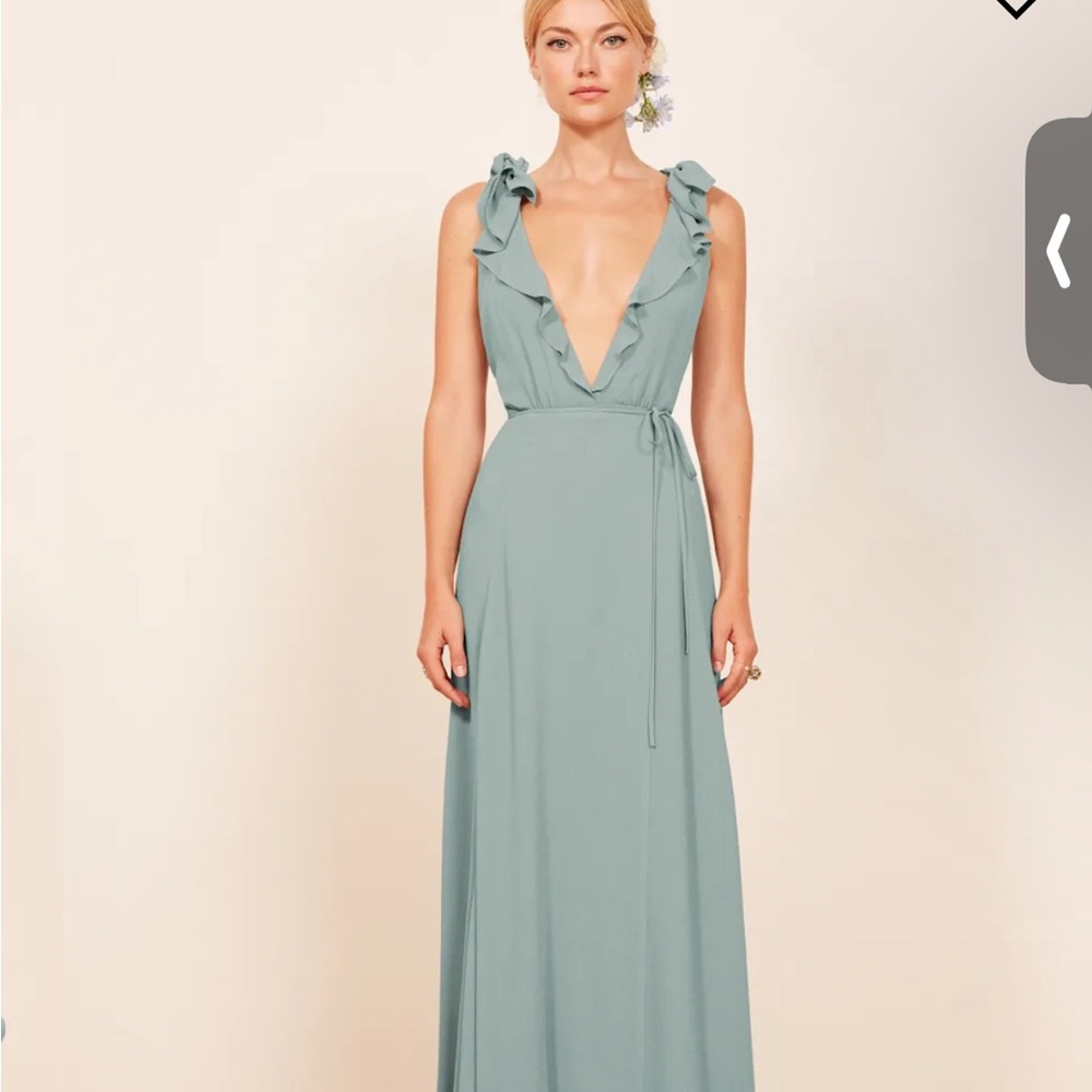 Reformation Pink Ruffle V-Neck Dress (Peppermint Style)